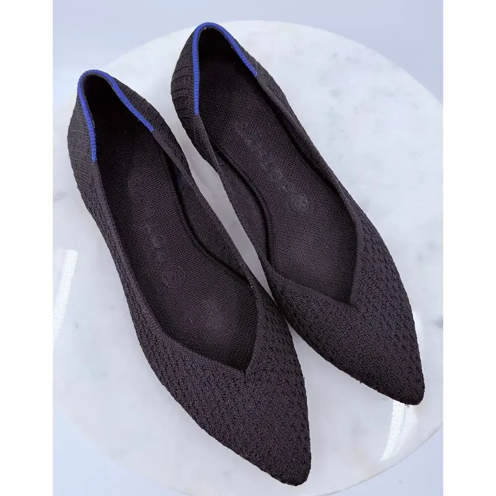 Rothy’s The Point Honeycomb Knit Flats Black Size 8.5